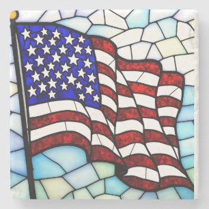 Amerikansk flagg mosaik patriotisk konst stenunderlägg