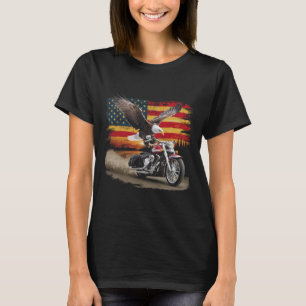 Amerikansk flagg-motorcykel Usa Flag Biker Retro T Shirt