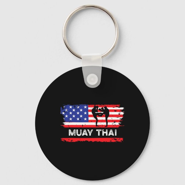 Amerikansk flagg Muay Thai present Thailand kampsp Nyckelring (Framsida)