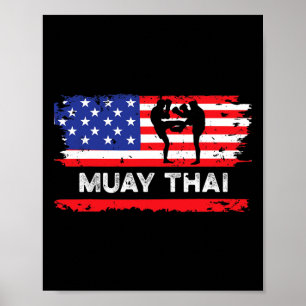 Amerikansk flagg Muay Thai present Thailand kampsp Poster