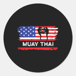 Amerikansk flagg Muay Thai present Thailand kampsp Runt Klistermärke