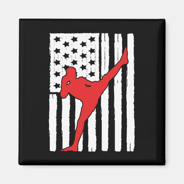 Amerikansk flagg Muay Thai-tema Grafisk design Kic Magnet (Framsidan)
