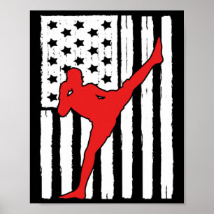 Amerikansk flagg Muay Thai-tema Grafisk design Kic Poster