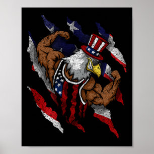 Amerikansk flagg muskulös skallig örn cykel flexan poster