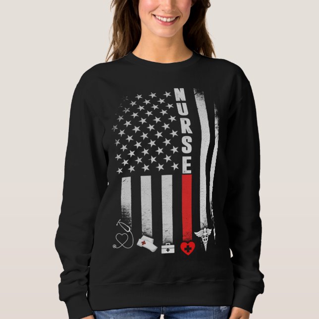 Amerikansk flagg-nurses dag idé t shirt (Framsida)