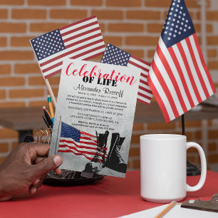 Amerikansk flagg- och stövel firande av livet inbjudningar