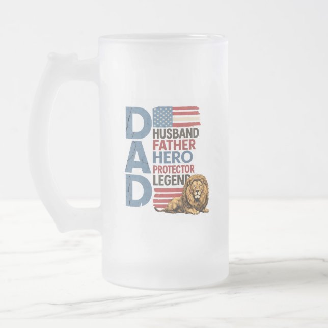 Amerikansk flagg Pappa Lejon Patriotisk Frostat Ölglas (Vänster)