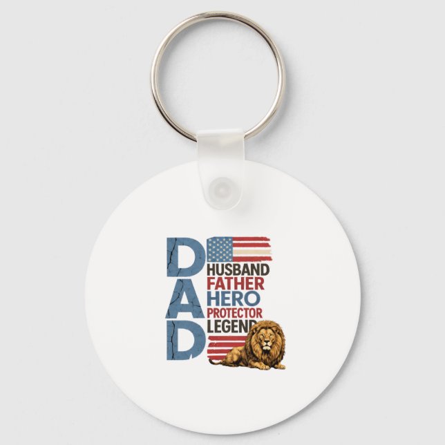 Amerikansk flagg Pappa Lejon Patriotisk Nyckelring (Framsida)