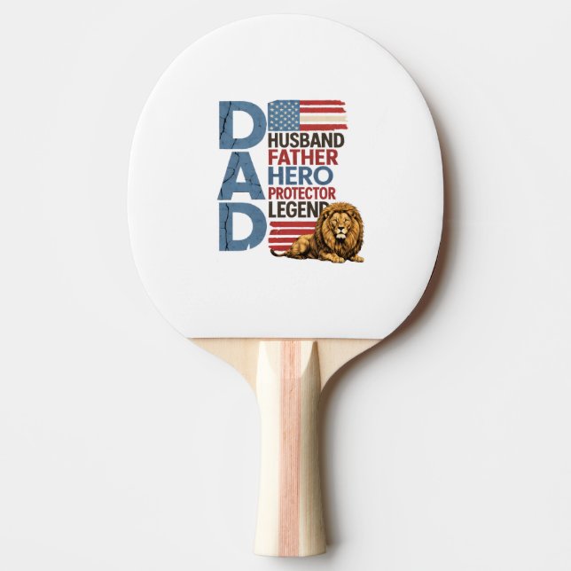 Amerikansk flagg Pappa Lejon Patriotisk Pingisracket (Framsidan)