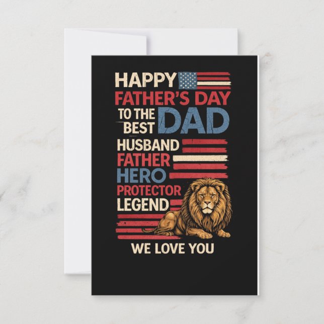 Amerikansk flagg Pappa Lejon Patriotisk Platt Välk Kort (Framsida)