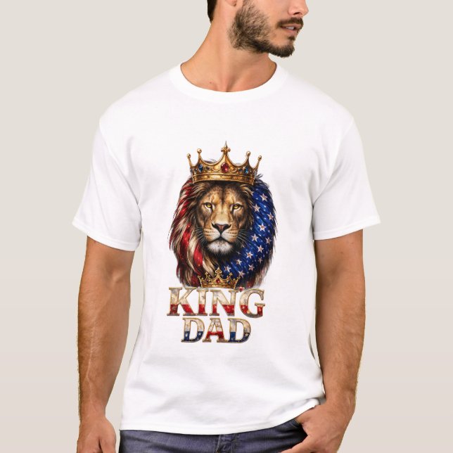 Amerikansk flagg Pappa Lejon  T Shirt (Framsida)
