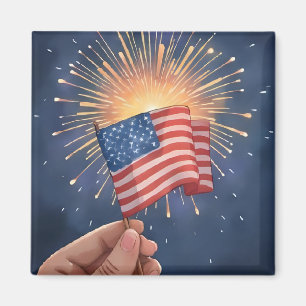 Amerikansk flagg patriotisk akvarellmålning magnet