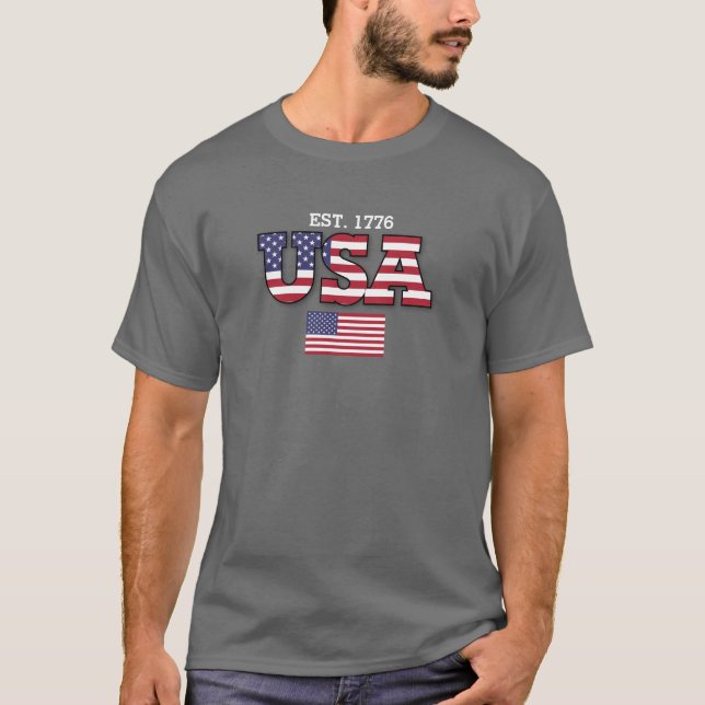 Amerikansk flagg patriotisk design t shirt (Framsida)