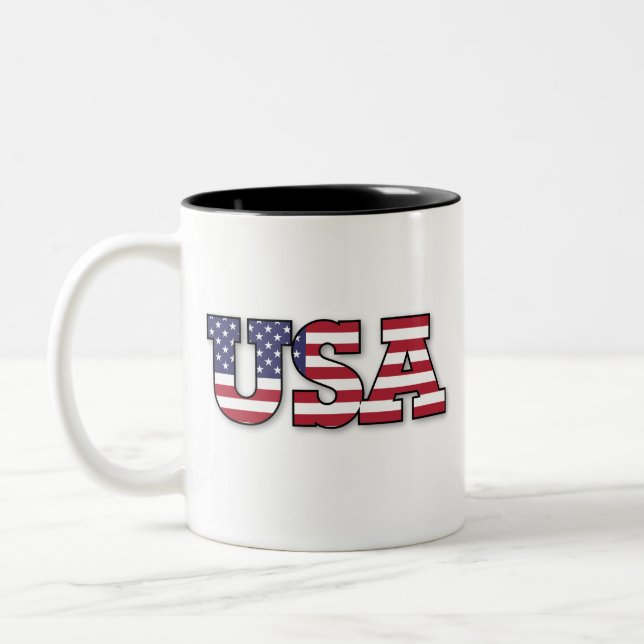 Amerikansk flagg patriotisk design Två-Tonad mugg (Vänster)