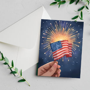 Amerikansk flagg patriotisk fjärde juli julkort