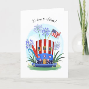Amerikansk flagg patriotisk hatt firande kort