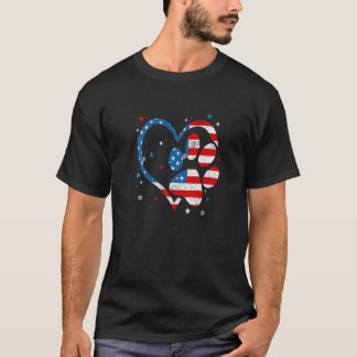 Amerikansk flagg patriotisk hund & katt Tassavtryc T Shirt