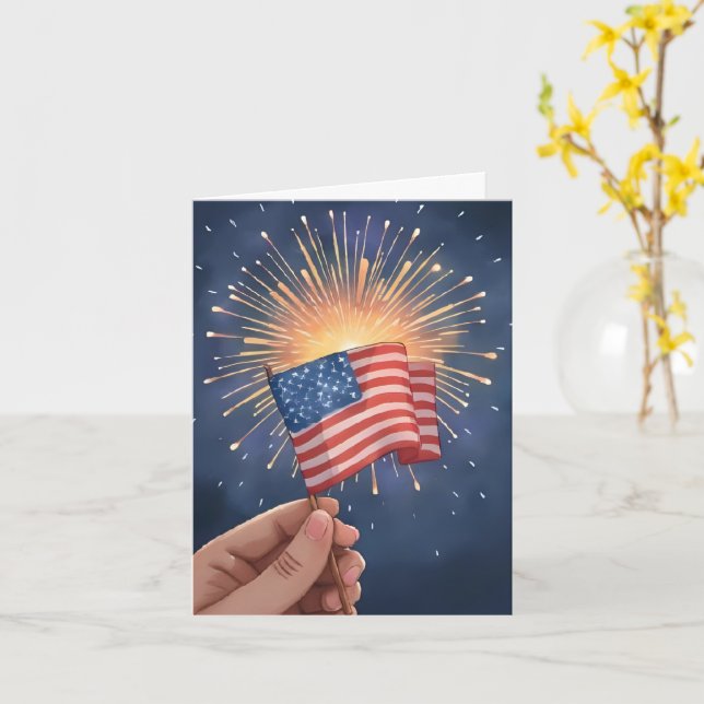 Amerikansk flagg patriotisk kort (Gul blomma)