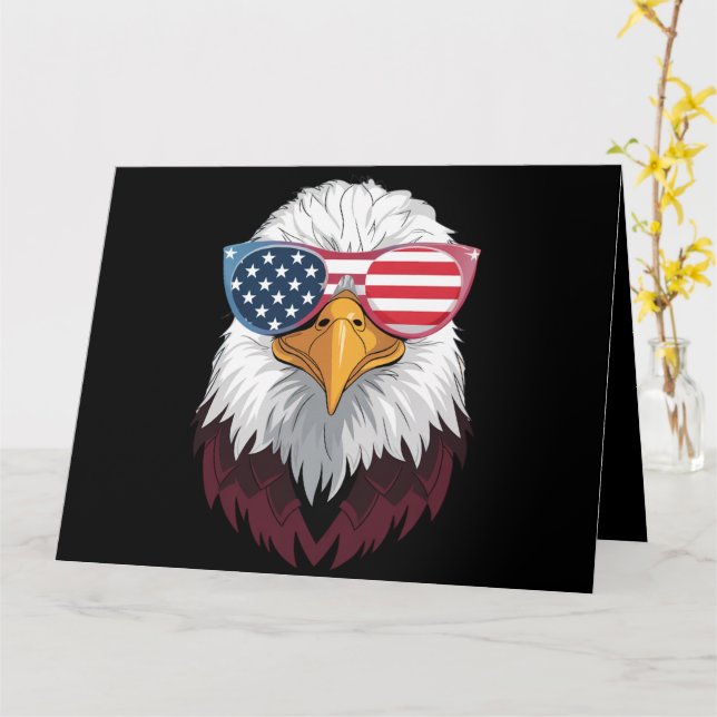 Amerikansk flagg patriotisk örn 4:e juli kort (Gul blomma)
