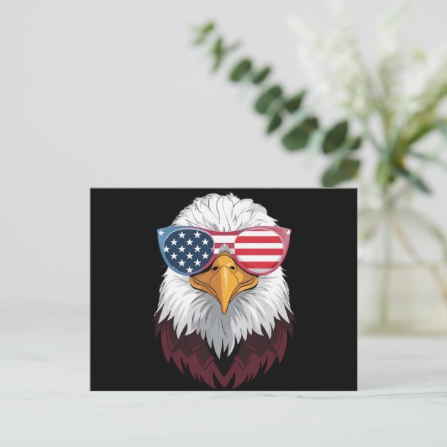Amerikansk flagg patriotisk örn 4:e juli vykort (Stående Fram)