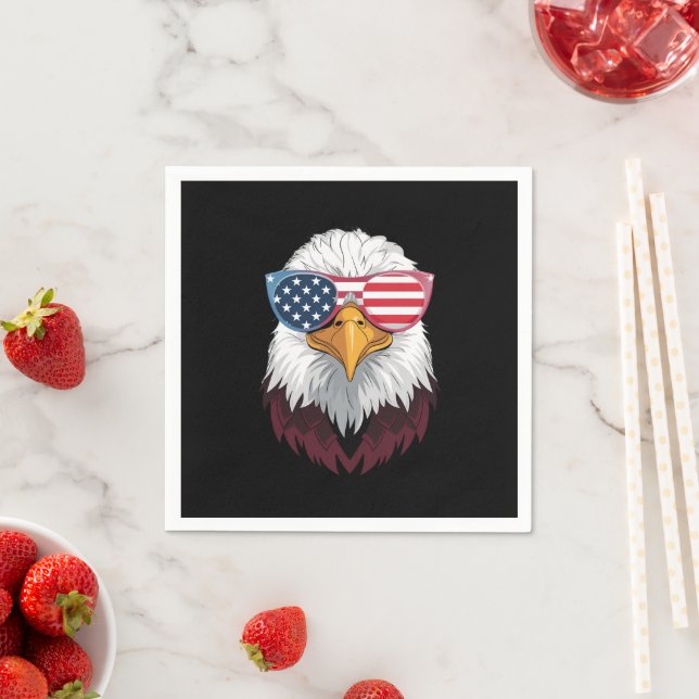 Amerikansk flagg patriotisk örn 4 juli pappersservett (Insitu)