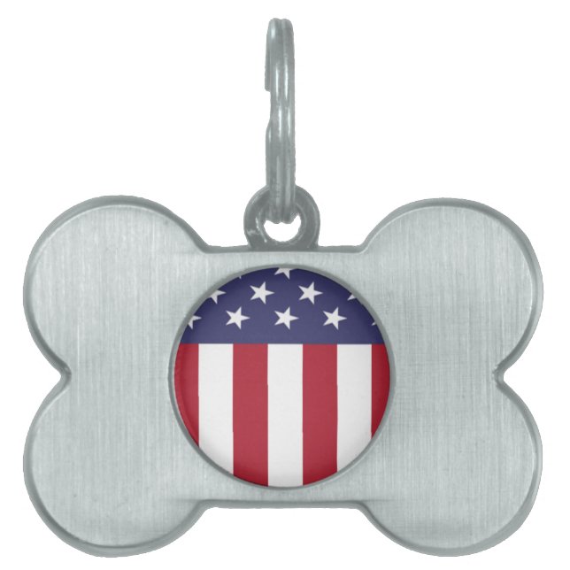 Amerikansk flagg patriotisk sköld ID-bricka husdjur (Framsidan)