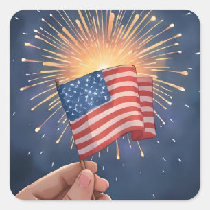 Amerikansk flagg patriotiska parti fyrkantigt klistermärke