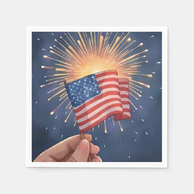 Amerikansk flagg patriotiska parti pappersservett (Framsidan)
