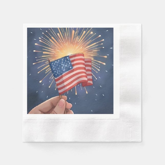 Amerikansk flagg patriotiska parti pappersservett (Framsidan)