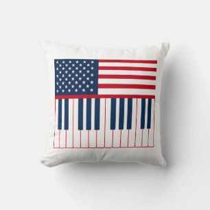 Amerikansk flagg-piano tangentbord musikdesign kudde