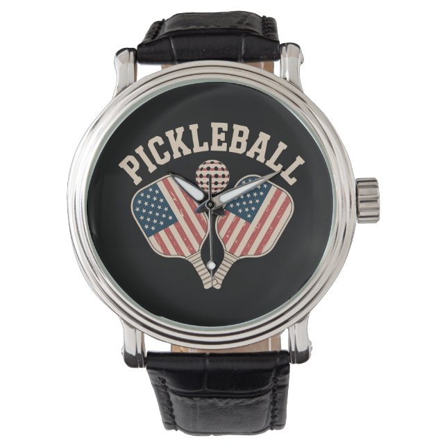 Amerikansk flagg Pickleball-spelare Armbandsur (Framsida)