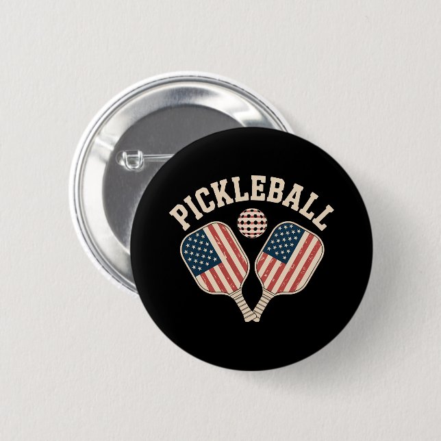 Amerikansk flagg Pickleball-spelare Knapp (Framsida & baksida)