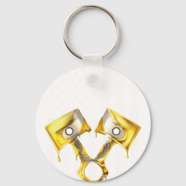 Amerikansk flagg Piston Muscle Bil 10 Nyckelring (Framsida)