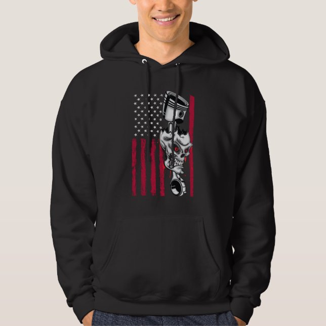 Amerikansk flagg piston muskelbil 5 hoodie (Framsida)