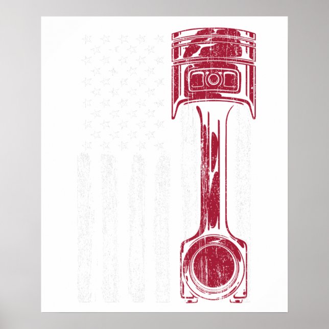 Amerikansk flagg piston muskelbil poster (Framsidan)