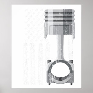 Amerikansk flagg piston muskelbil vintage poster
