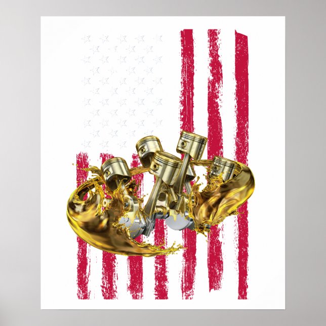 Amerikansk flagg pistonmuskelbil 4 poster (Framsidan)