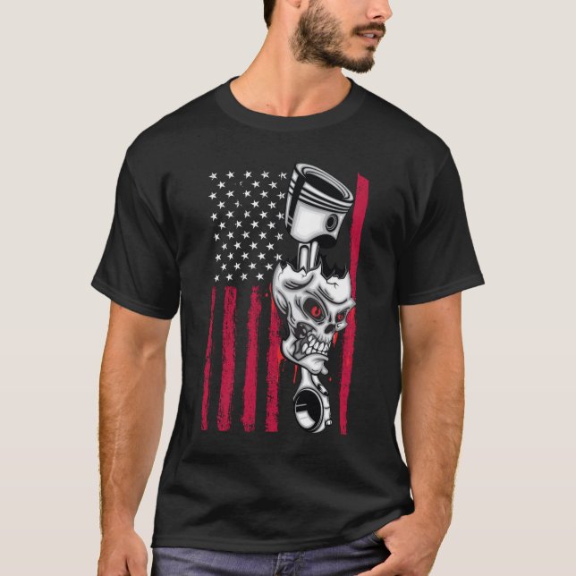 Amerikansk flagg pistonmuskelbil 5 t shirt (Framsida)