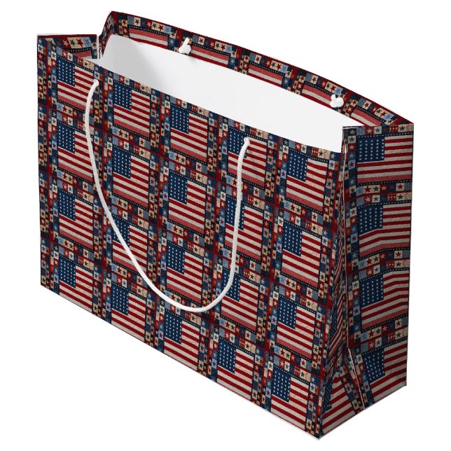 Amerikansk flagg quilt mönster (Baksidan Vinklad)