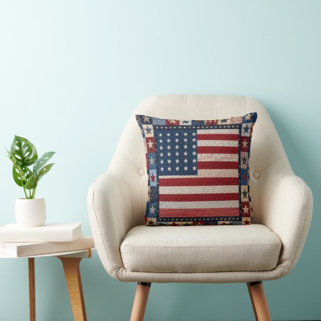 Amerikansk flagg quilt mönster kudde (Stol)