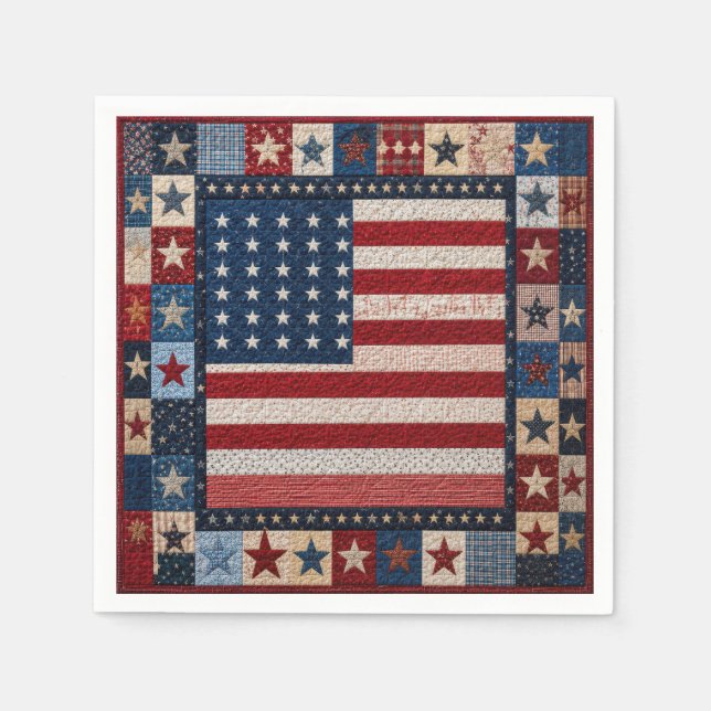 Amerikansk flagg quilt mönster pappersservett (Framsidan)