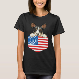 Amerikansk flagg Rått Terrier Hund I Ficka T Shirt