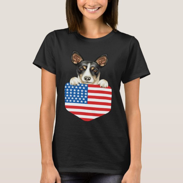 Amerikansk flagg Rått Terrier Hund I Ficka T Shirt (Framsida)