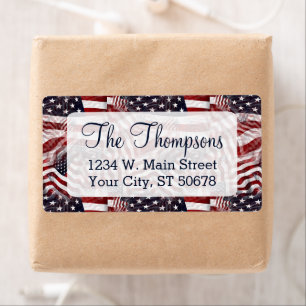 Amerikansk flagg Red White Blue Stripe Returadress Fraktsedel