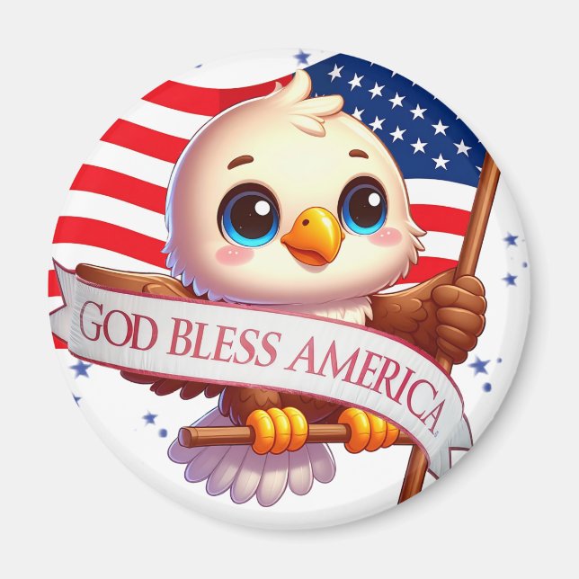 Amerikansk flagg röd vit blå patriotisk örn🦅🇺🇸 magnet (Framsidan)