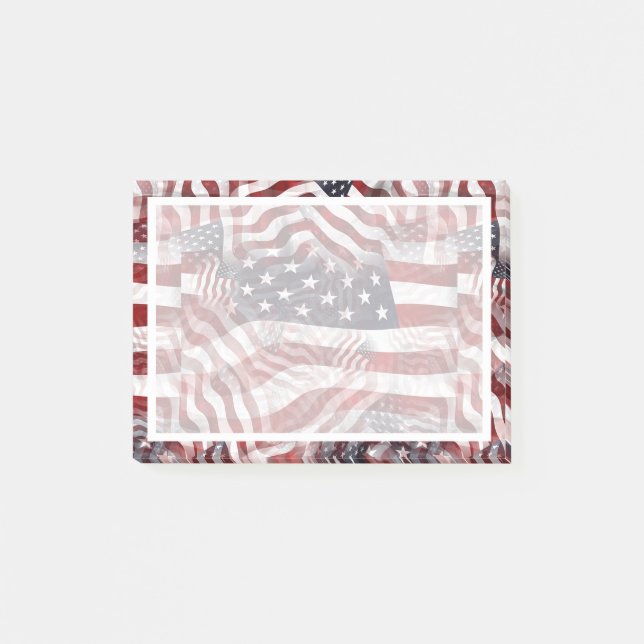 Amerikansk flagg röd vit blå ränder stjärnor mönst post-it block (Framsida)