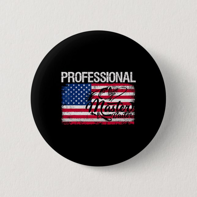 Amerikansk flagg rolig fiske retro professionell m knapp (Framsida)