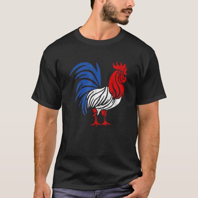Amerikansk flagg Rooster Kyckling 4 juli T Shirt (Framsida)