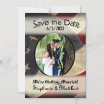 Amerikansk flagg Save the Date med fotografi