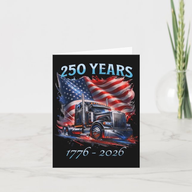 Amerikansk flagg Semi lastbil Patriotisk lastbilsf Kort (Framsida)